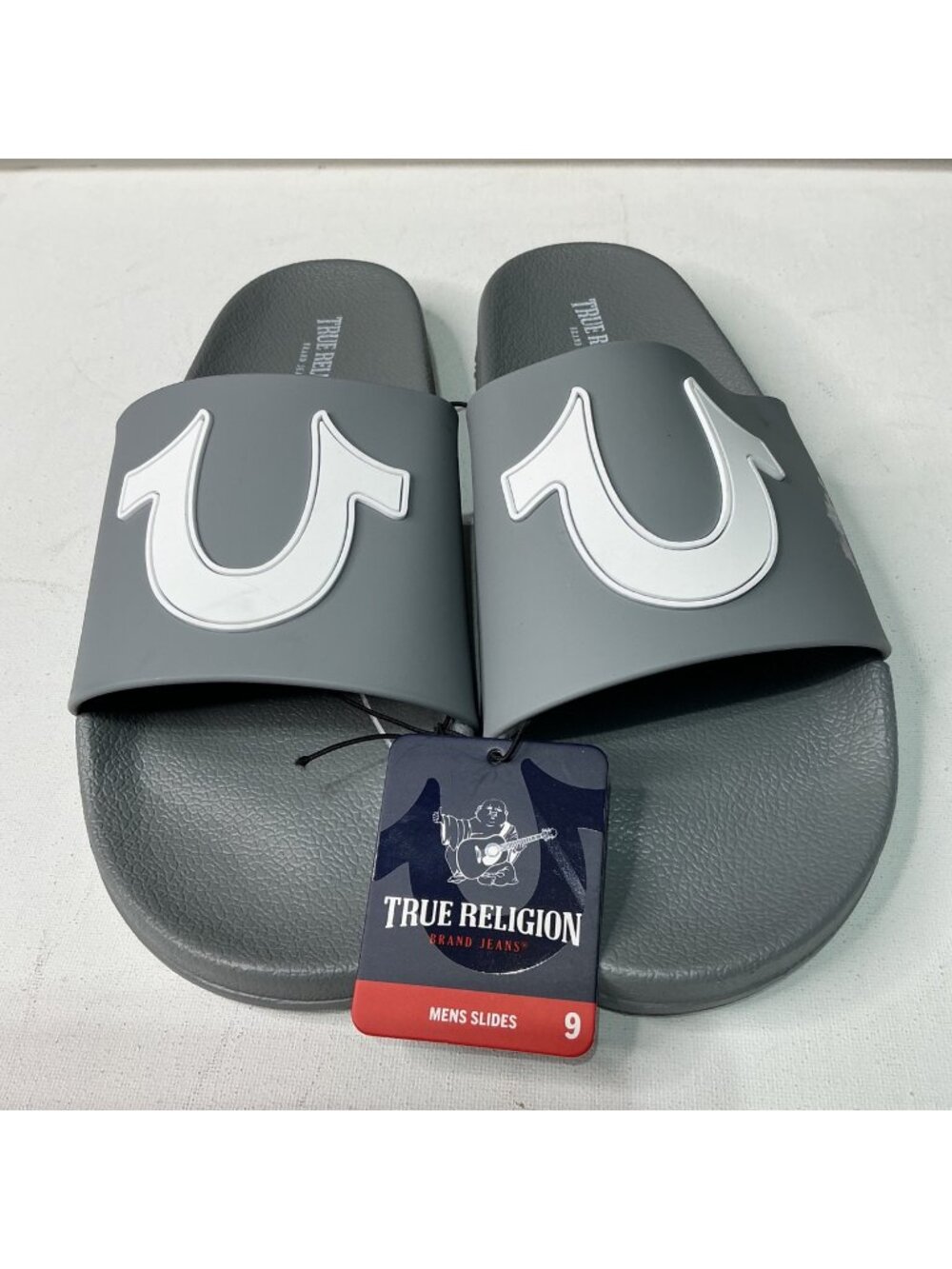 True Religion 112 Logo Men's Gray Slides Size 9 Casual Sandals